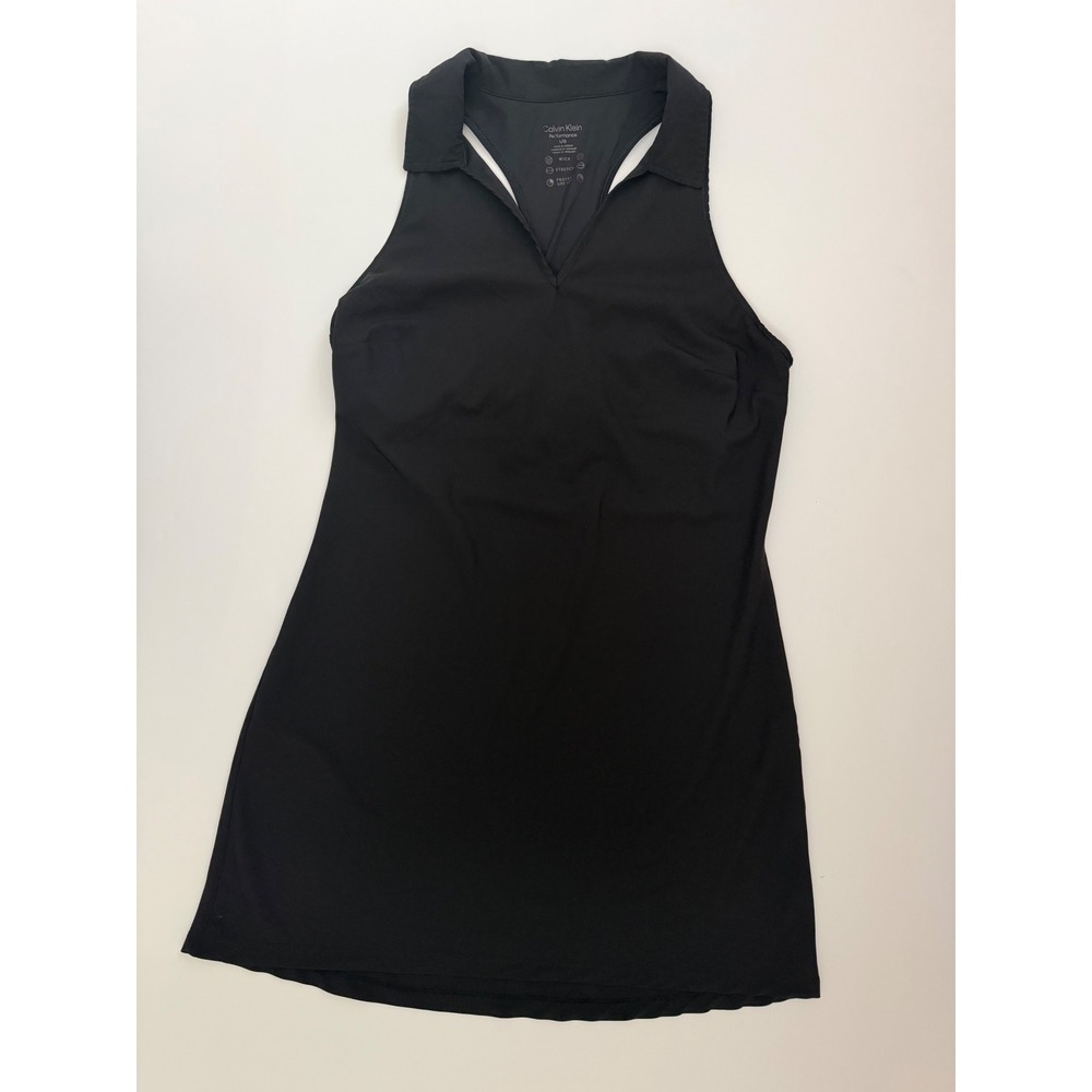 Calvin Klein Performance Womens Black Racerback Tennis Golf Dress UPF 30+ Large